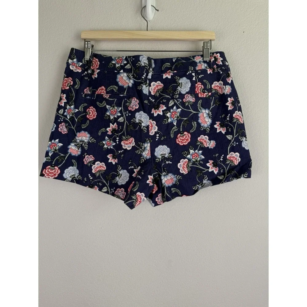Loft The Riviera Shorts Blue Floral Print‎ Women's Size 12 Coastal Summer Casual